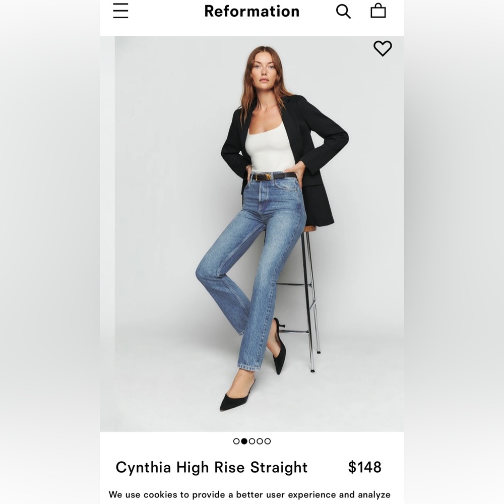 Reformation Cynthia Jeans in color Colorado.